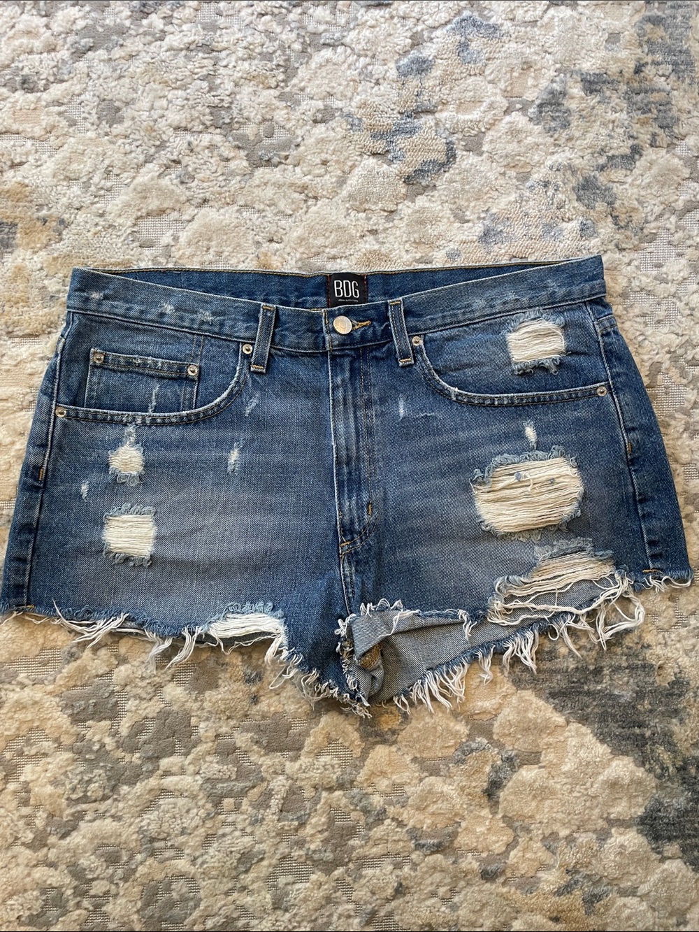 BDG Medium Wash Distressed Denim Cutoff Jean Shorts